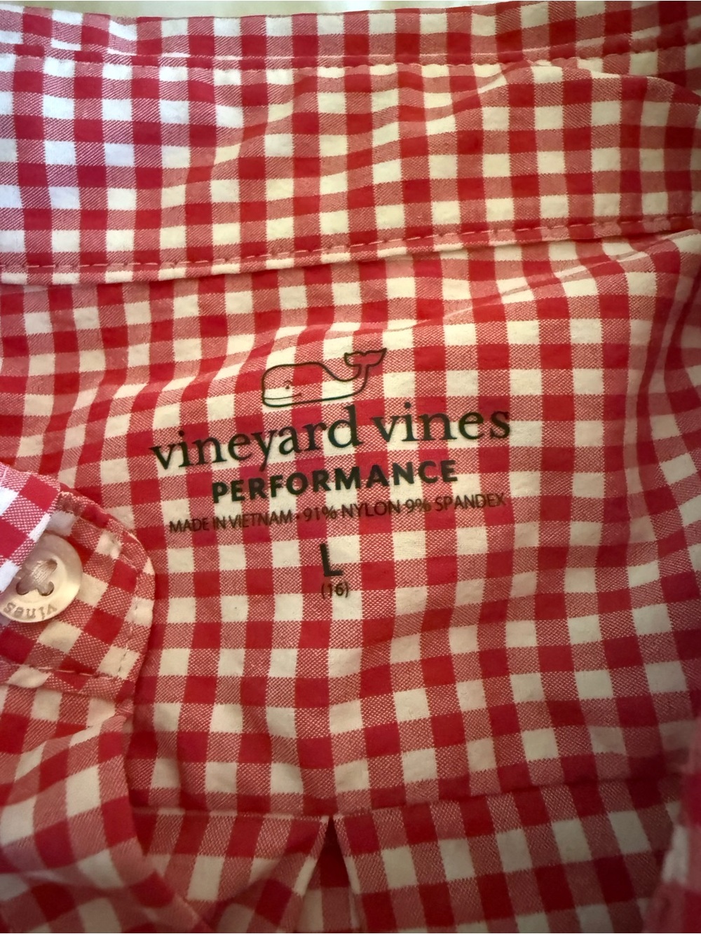 Vineyard Vines Boys Performance Gingham Button-Down Shirt – Size 16 - Picture 3 of 5